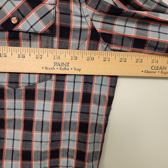7 Diamonds Western Shirt Cowboy Button‎ Up Blue Plaid Cotton Mens Large - Picture 15 of 16